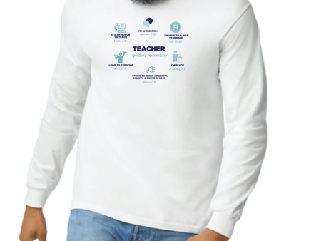 TEACHER DEFINED long sleeve white t-shirt For Cheap