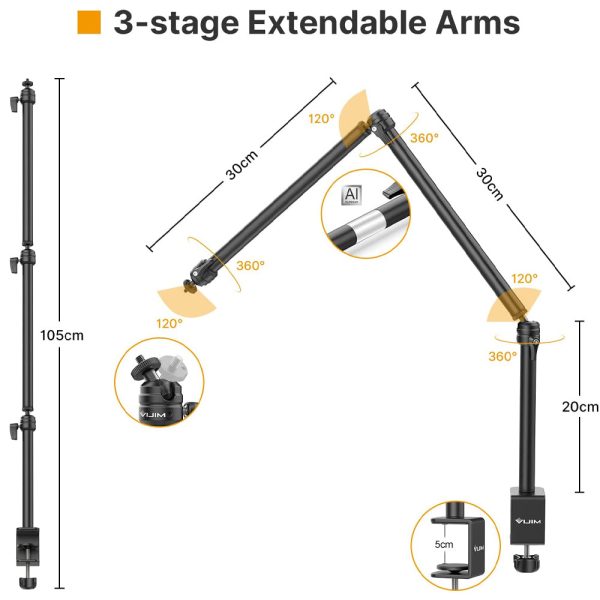 Ulanzi VIJIM LS08 Flexible Overhead Camera Mount Desk Stand 2666 Cheap